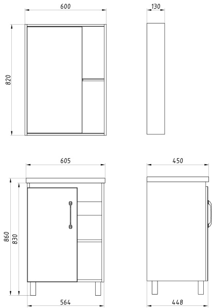 Зеркальный шкаф (60х82)   ASB-Mebel Адель 60 9780